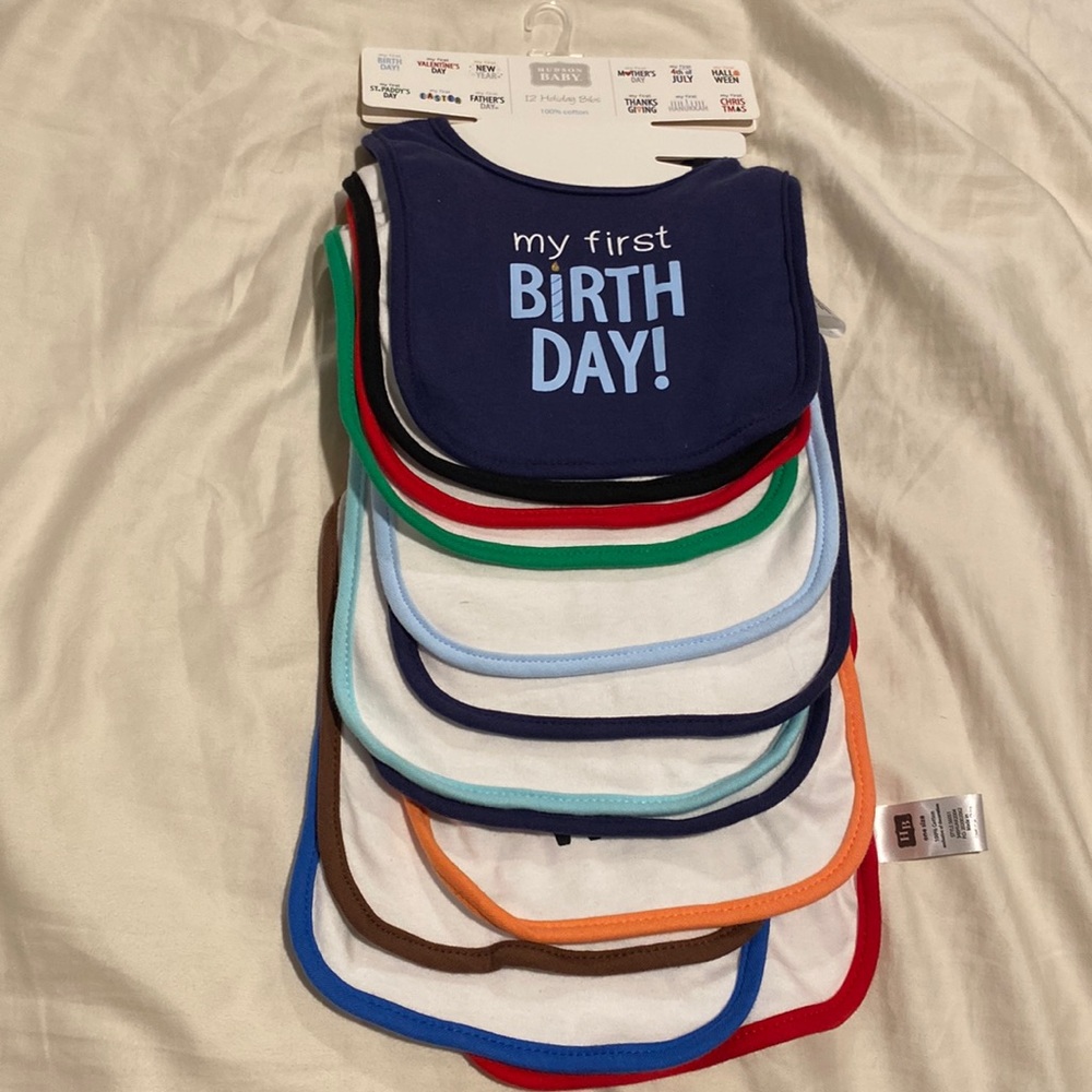 My Firsts - Set of 12 Bibs NWT